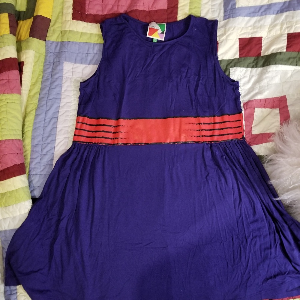 Blue dress with printed red bow XL Modcloth